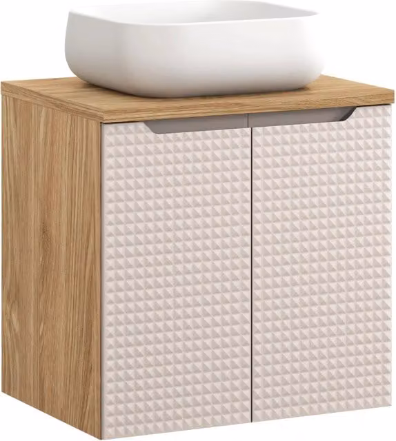 Set mobili bagno Nika Luxor con piano e lavabo da appoggio beige L/P: 60 x 46 cm