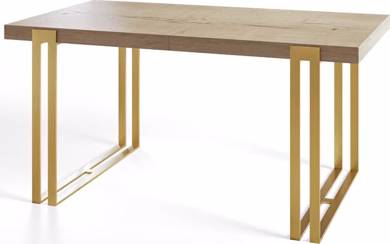Tavolo rettangolare per sala da pranzo ROSA, dimensioni: 200X90X77 cm, tavolo per soggiorno colore: HALIFAX, con gambe in metallo color oro