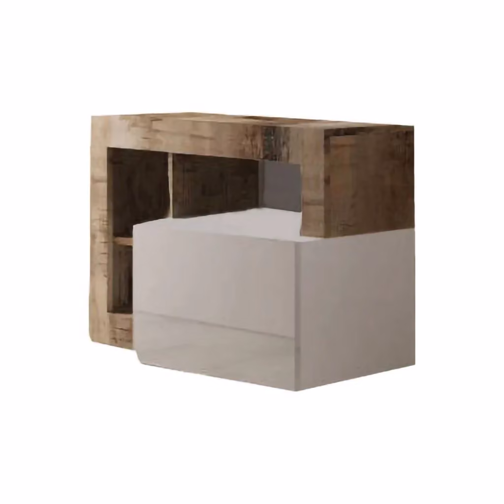 Scarpiera Adonide DMORA, Mobile porta scarpe e armadio da ingresso moderno in Bianco lucido e Acacia, L: 91 cm, P: 35 cm, H: 58 cm – 2