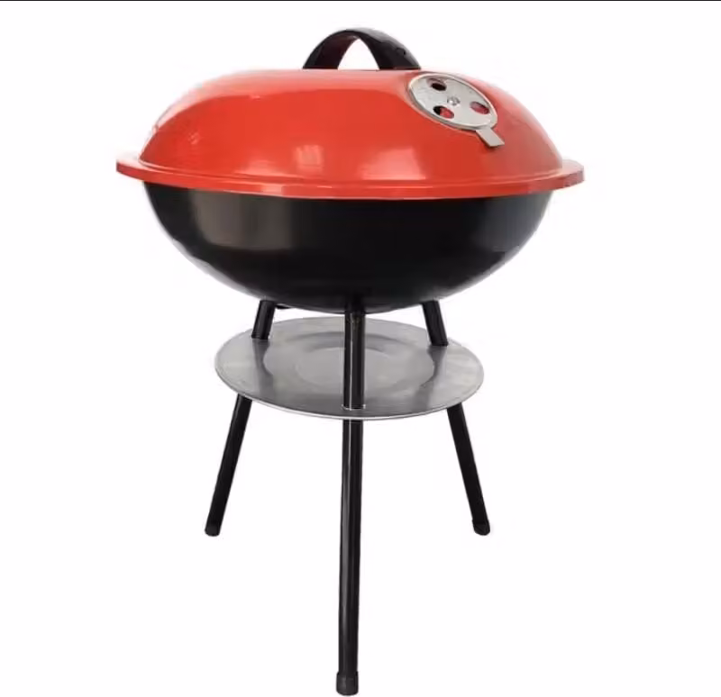 Barbecue a carbonella per giardino Bricchette rotonde con coperchio Vassoio cenere portatile