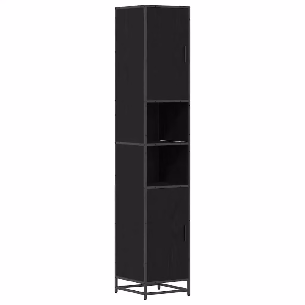 Set di mobili per il bagno moderno vidaXL in legno e metallo, Rovere e Nero, L: 35 cm, P: 37,5 cm, H: 188,5 cm – 2