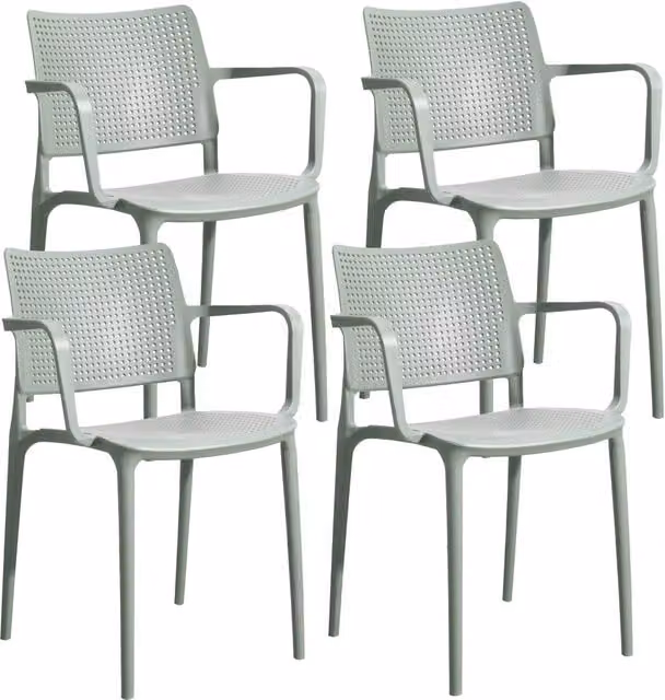 Oviala - Set di 4 sedie da giardino in plastica verde salvia