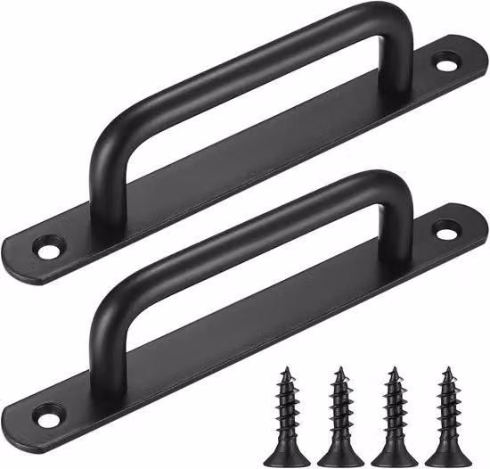 Cinghie di scorrimento per porte scorrevoli, maniglia di trazione per porte scorrevoli in metallo, acciaio inossidabile per porte scorrevoli, armadio, porta scorrevole, colore nero (235 mm)
