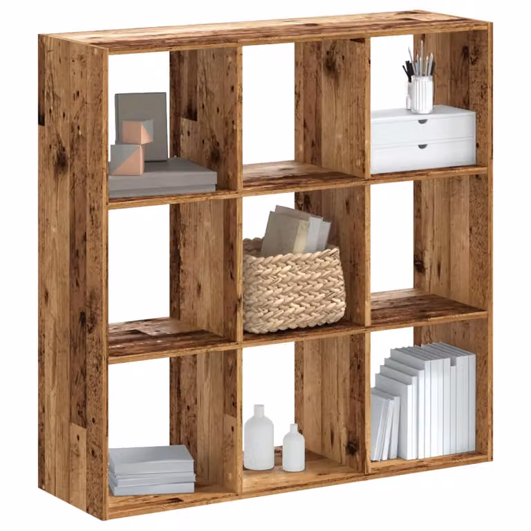 Libreria vidaXL in Legno Antico Marrone per Soggiorno e Ufficio, L/P/H: 102 x 32 x 102 cm