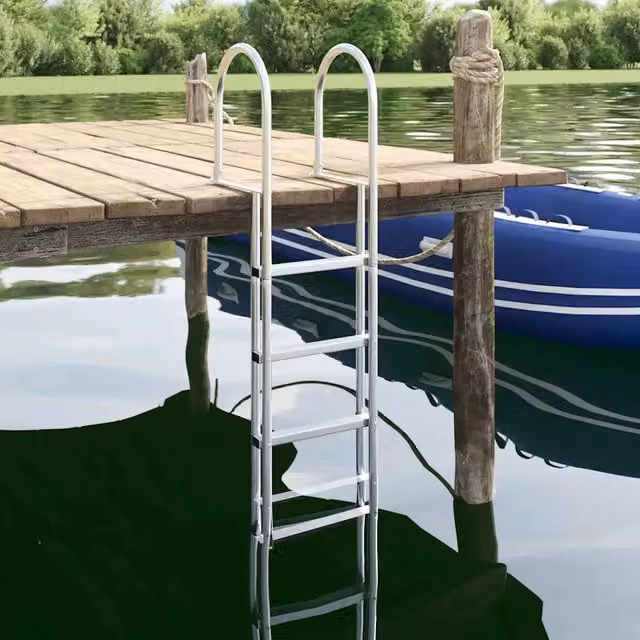 Scala da Dock a 4 Gradini vidaXL in Alluminio Argento L/P/H: 45 x 11,5 x 162 cm