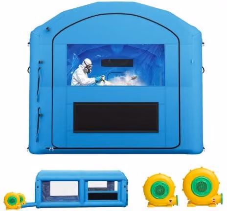 Cabina Gonfiabile per Verniciatura a Spruzzo VEVOR Blu con Soffiatori da 550W e 750W, Tenda Portatile con Filtro e Tetto ad Arco per ATV e Mobili, L: 6 m, P: 3 m, H: 2,5 m