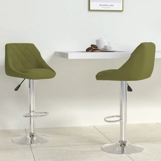 Set di 2 sgabelli da bar vidaXL in velluto verde con base girevole a 360 gradi