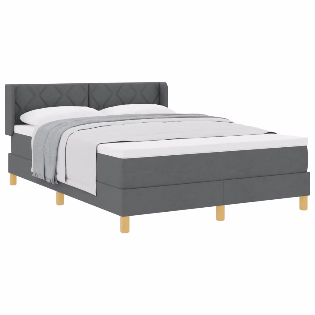 Letto a molle moderno vidaXL con testiera in tessuto grigio L 160 x P 200 cm – 2