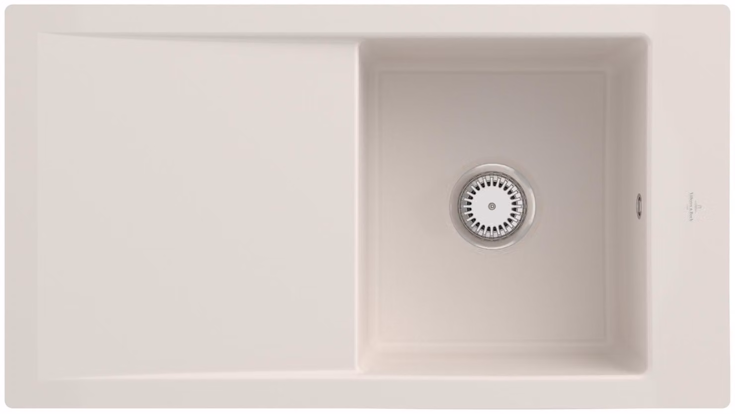 V&B lavello a filo Timeline 50 Flat con scarico a scomparsa, funzionamento manuale, crema