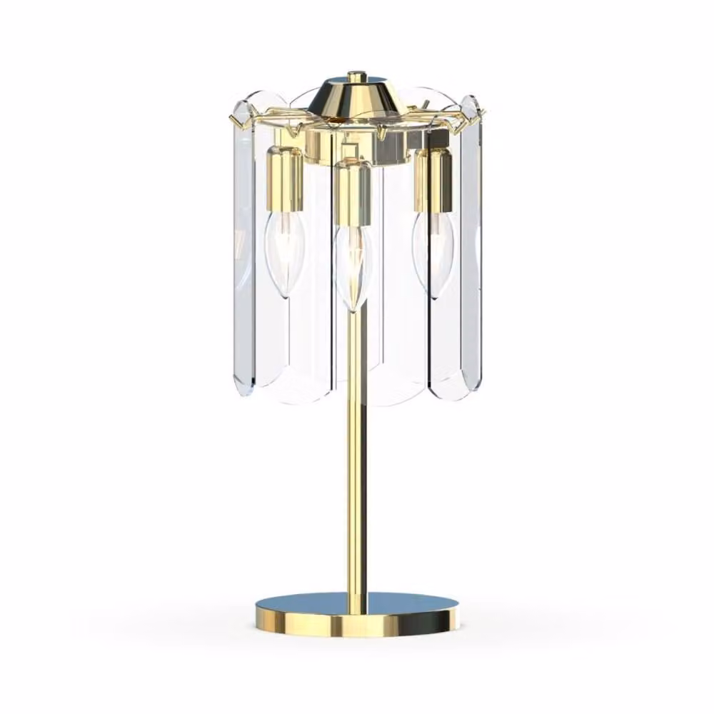 Lampada da tavolo glamour Nira, oro-trasparente, 3xE14x40W, vetro, dimensioni: 42x20x20 cm, IP20, Zuma Line