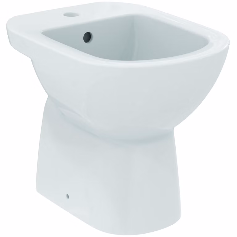 Sanitari sospesi per bidet, colore bianco, in Vetroceramica, con un foro, inclusi materiali di montaggio