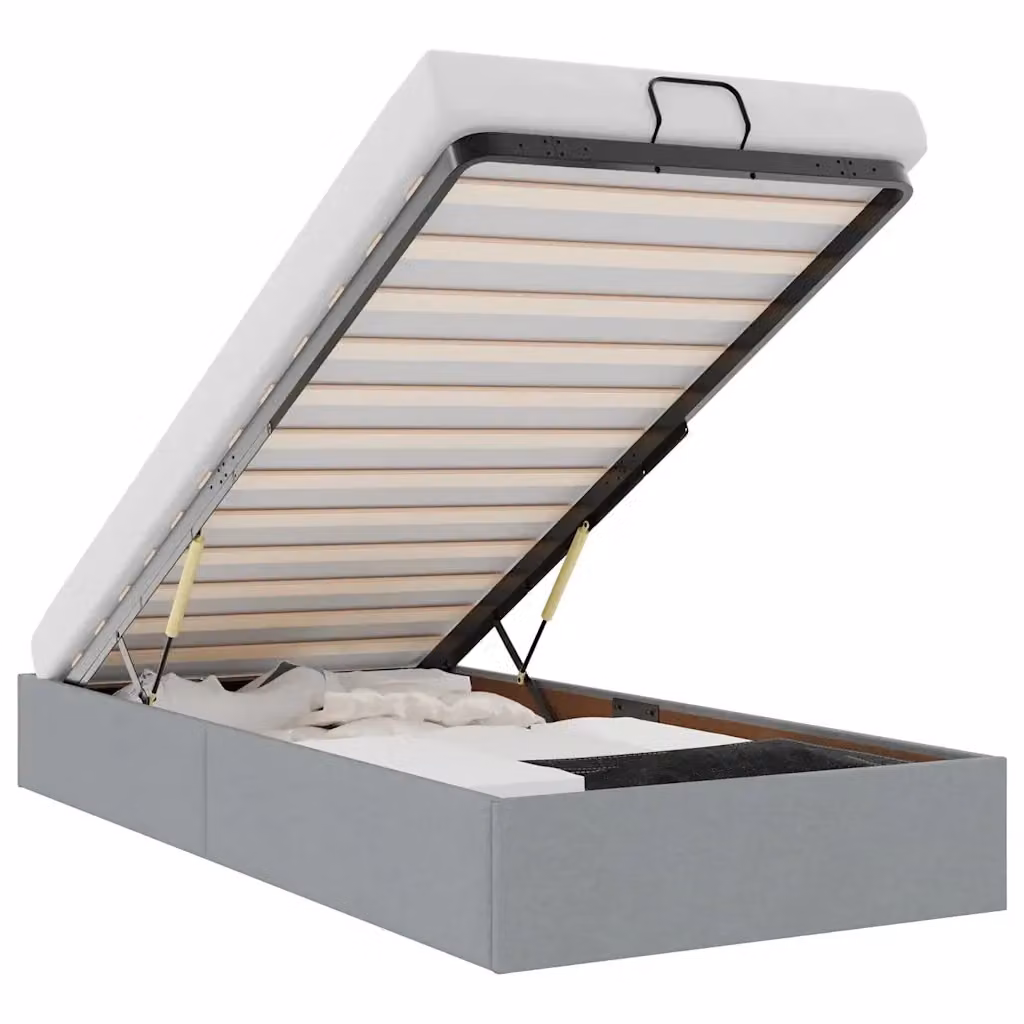 Struttura Letto con Contenitore a Sollevamento vidaXL in Tessuto Grigio L: 80 cm, P: 200 cm, H: 140 cm – 2