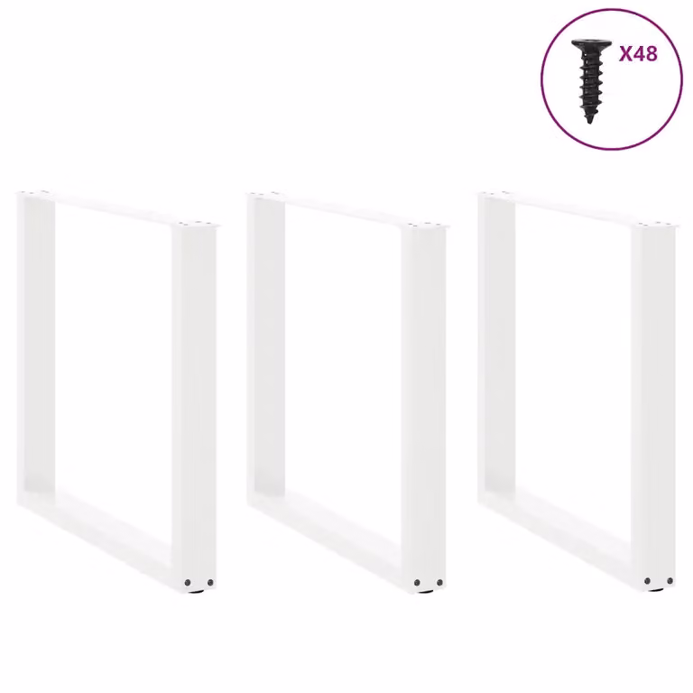 Set di 3 gambe per tavolo da pranzo a forma di U vidaXL in acciaio bianco, H: 72-73 cm, L: 90 cm