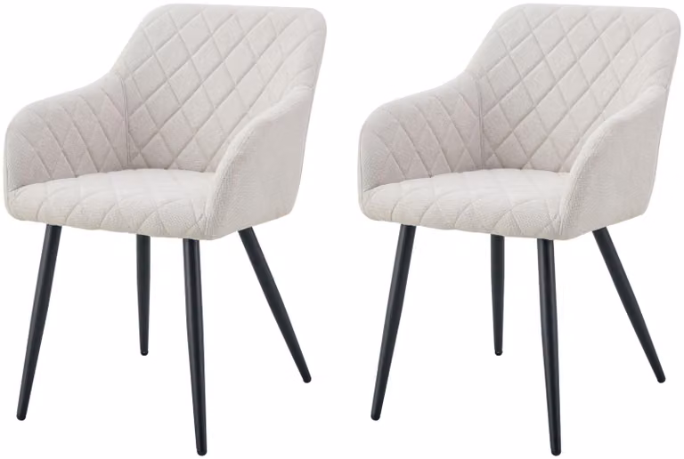 xonox.home set di 2 sedie Lea in tessuto crema (L/H/D): 56 x 83 x 60 cm