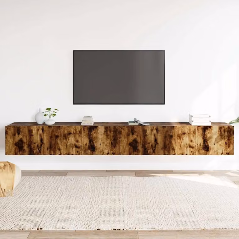 Set Mobili Porta TV vidaXL 3 Pezzi in Legno Multistrato Colore Rovere Fumo per Soggiorno