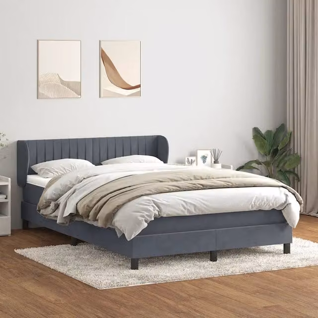 Giroletto a Molle con Materasso Grigio Scuro 160x210 cm Velluto 3317698
