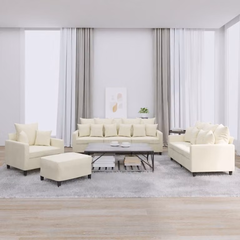 Maison Exclusive - Set divano 4 pezzi con cuscini in velluto color crema