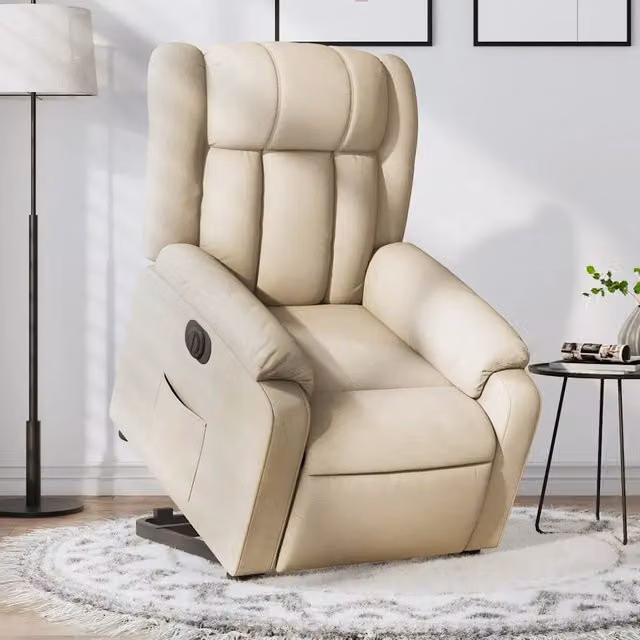Poltrona Alzapersona Reclinabile Elettrica vidaXL in Tessuto Beige con Braccioli per Senior