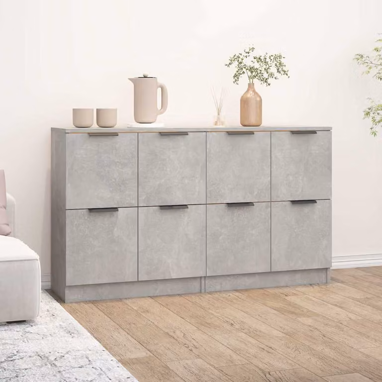 Set di 2 credenze vidaXL in legno multistrato grigio cemento L/P/H: 60 x 30 x 70 cm