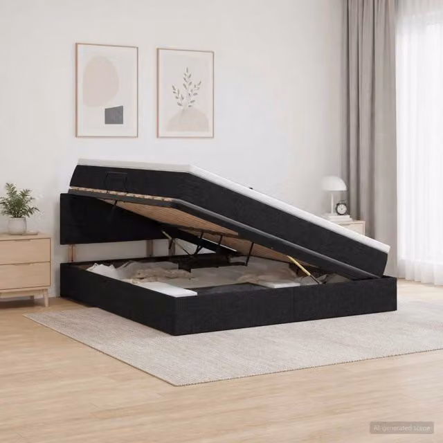 Letto con contenitore e materasso Nero 140 x 190 cm Velluto 3458558
