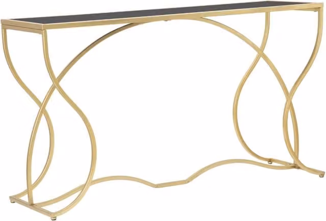 Console Sunshine 130x40x75 cm in Ferro e Specchio Oro e Nero