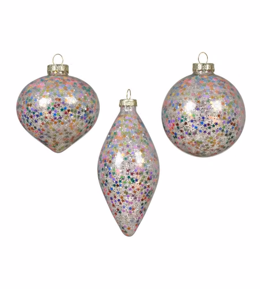 Sfera Natalizia trasparente con lustrini multicolor