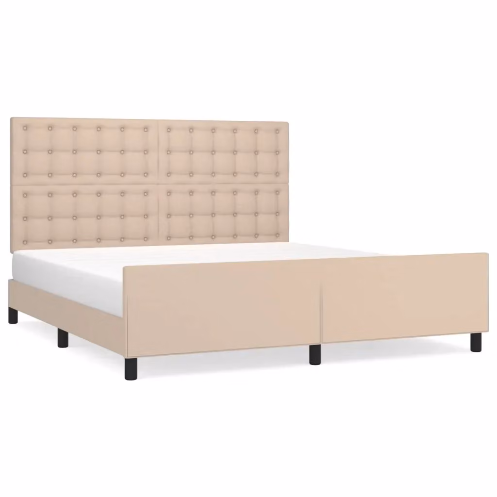 Letto con testiera vidaXL in similpelle beige, L/P/H: 160 x 200 cm – 2