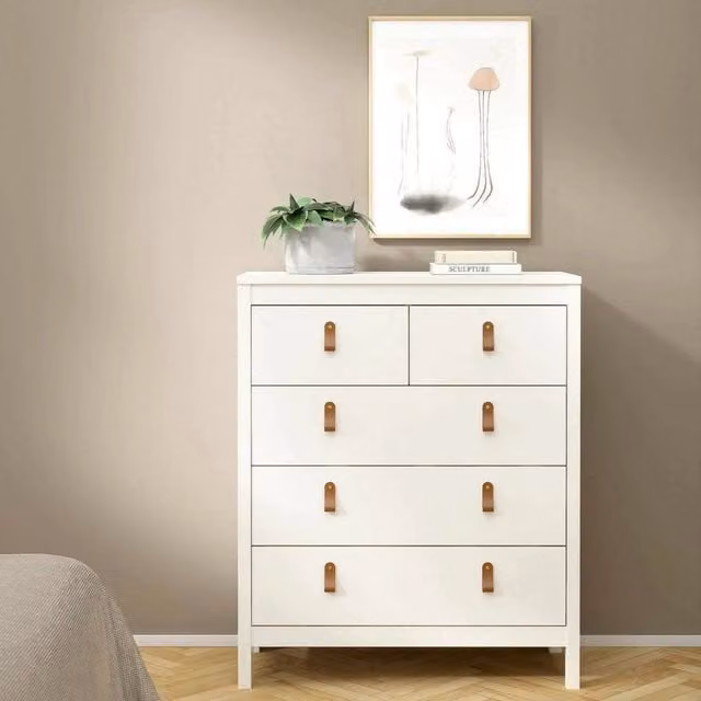 Cassettiera Nicholas DMORA bianca per camera da letto e soggiorno L 82 cm, P 38 cm, H 99 cm – 1
