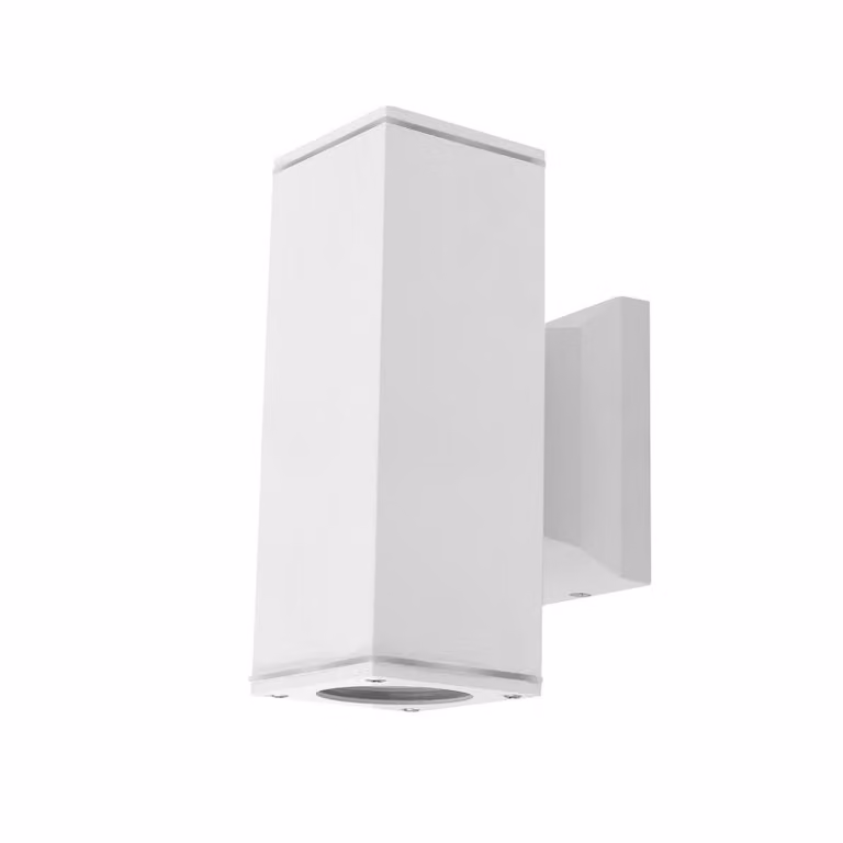 Lampada da parete LED GU10 quadrata bianca IP65 a 2 ingressi per 2 spot LED GU10