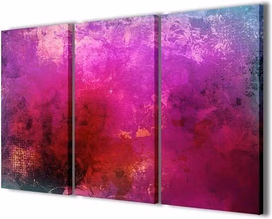 Dipinto Astratto 018 Moderno - Arte da Parete a 3 Panelli su Tela - Pronto da Appendere - 90 x 60 cm