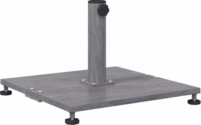 Base quadrata per ombrellone HELLOSHOP26 in acciaio con finitura effetto legno grigio scuro L/P/H: 45 x 45 x 31 cm
