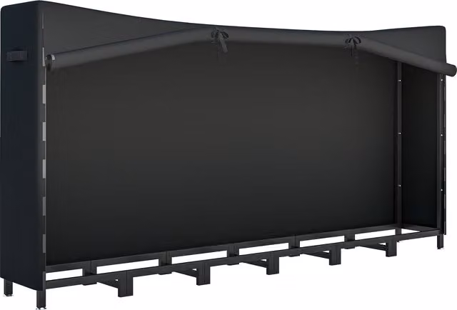 Legnaia da esterno Outsunny in metallo con telo impermeabile, capacità 0,8 m³, struttura regolabile, Nero, H 116 x L 235 x P 31 cm – 1