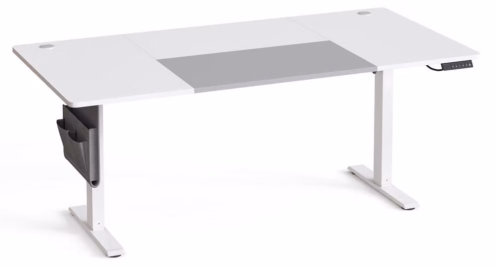 Scrivania regolabile in altezza con funzione di memoria | Bianco e grigio | 180x80x72-120 cm