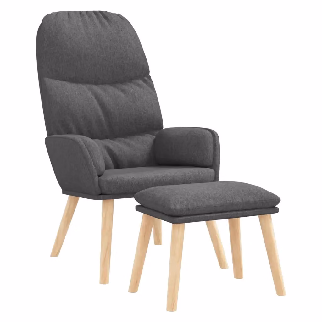 Poltrona Relax con Poggiapiedi vidaXL in Tessuto Grigio con Braccioli e Struttura in Legno e Metallo – 2