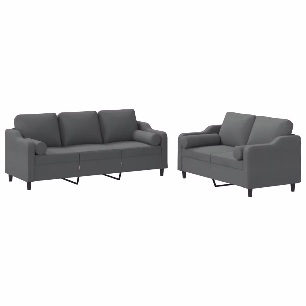 Set di divani vidaXL composto da un divano a 2 posti e un divano a 3 posti in tessuto grigio con cuscini inclusi per il tuo soggiorno moderno – 2