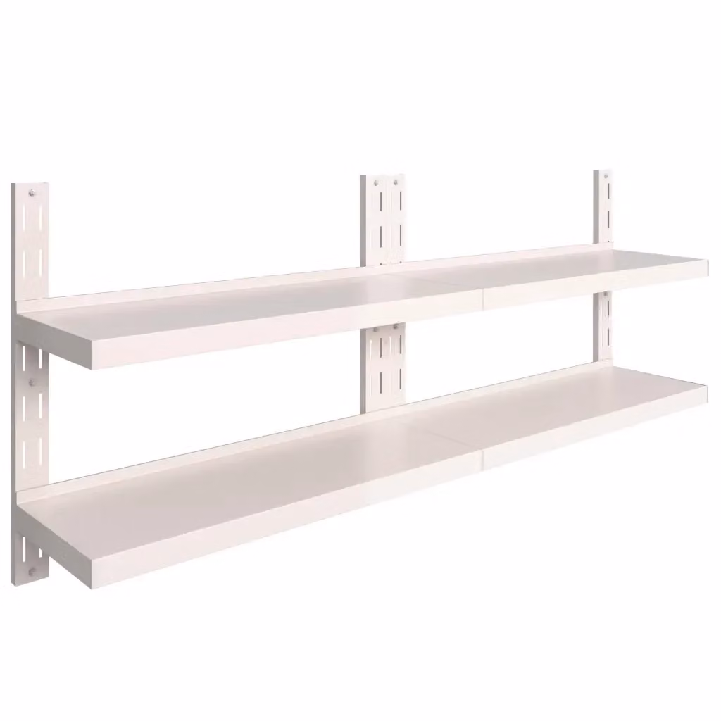 Set di 2 mensole galleggianti a 2 livelli vidaXL in metallo bianco, L: 200 cm, P: 30 cm – 2