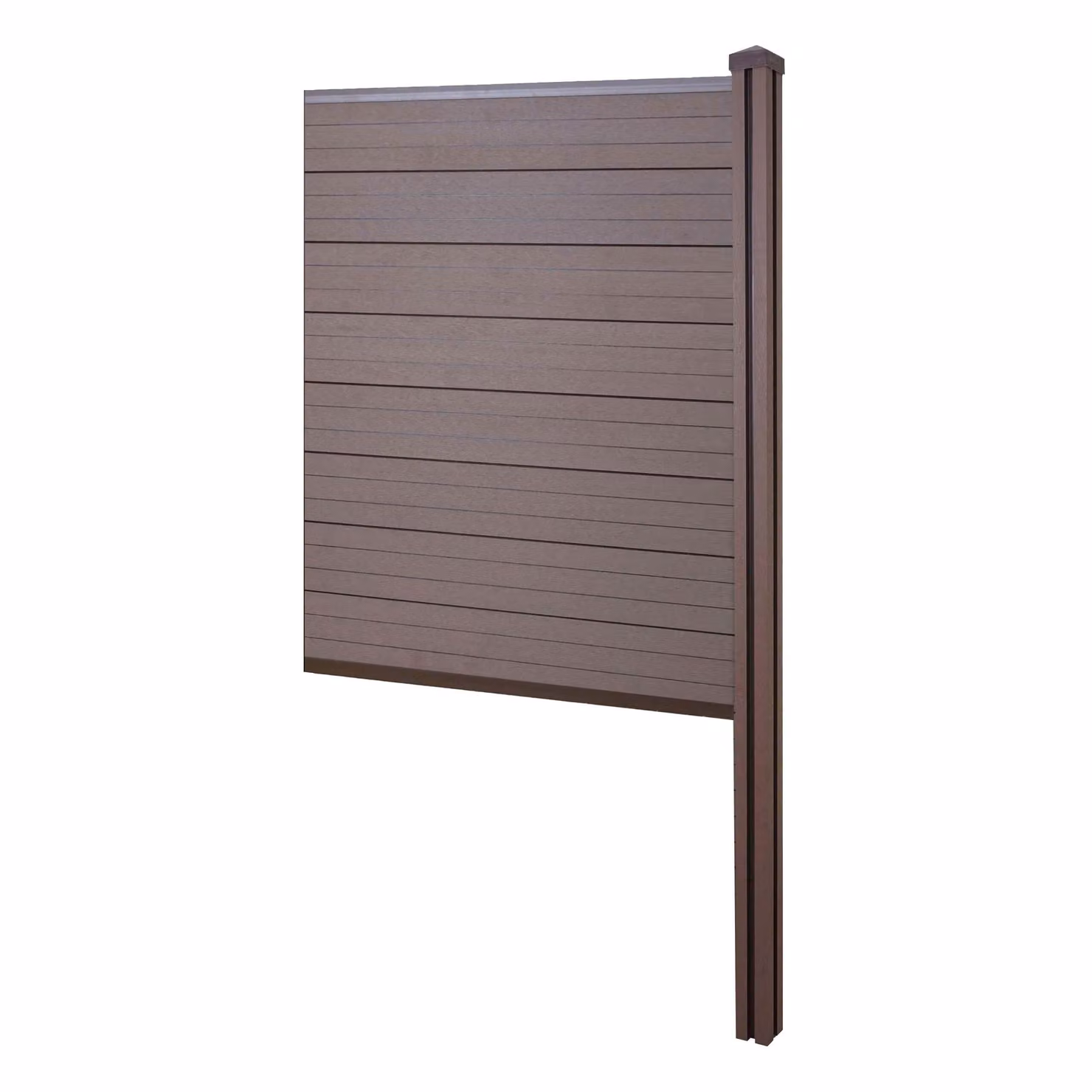 Schermo privacy in WPC Sarthe, recinzione frangivento, palo in WPC da inserire nel calcestruzzo ~ elemento di prolunga stretto, 98cm marrone