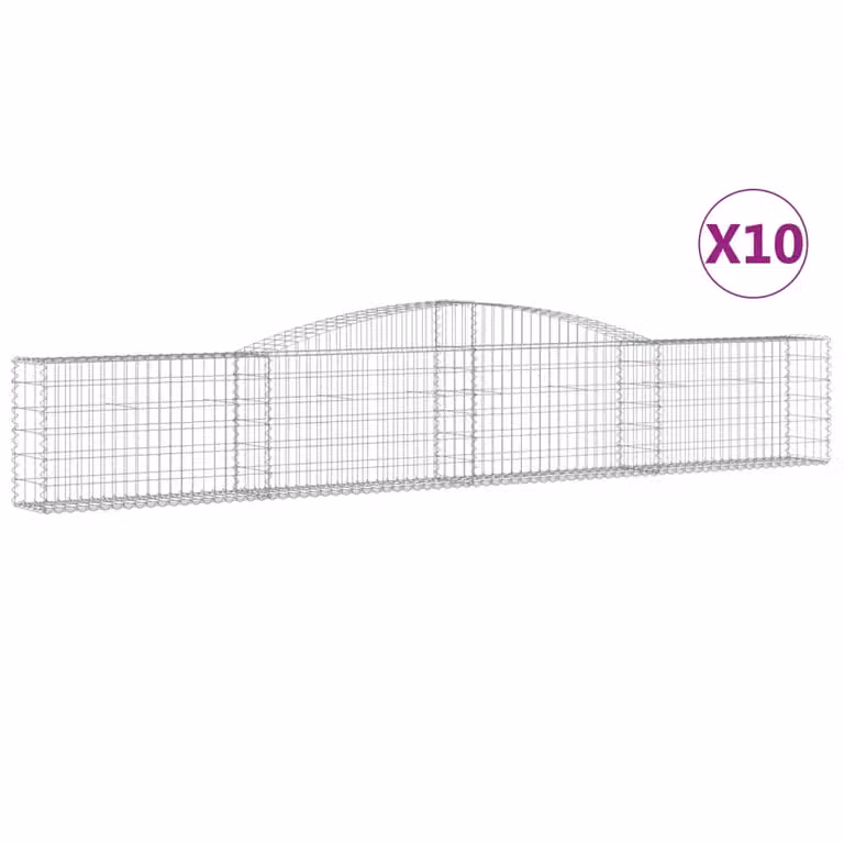 Cesti Gabbioni ad Arco 10 pz 400x30x60/80 cm Ferro Zincato