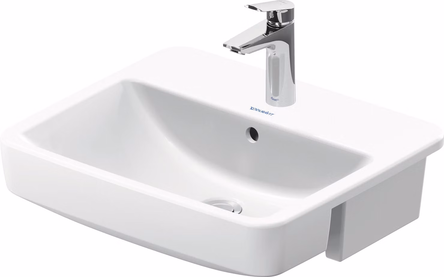 Duravit No.1 lavabo semi-encastré, 1 trou pour robinet, avec trop-plein, 550x460mm, partie inférieure vitrée, blanc, 03765500002, 03765500002