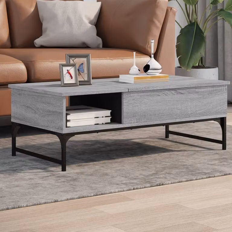 Maison Exclusive - Tavolino grigio Sonoma 100x50x35 cm Materiale ligneo e metallo
