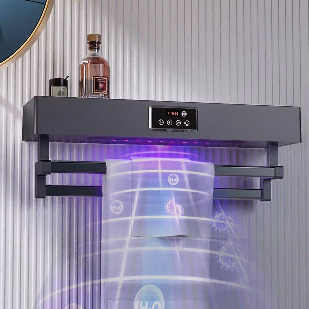Asciugasalviette Elettrico con Disinfettante UV per Bagno/Cucina, a parete, L60cm, 450W, ElectricSun Standard Grigio