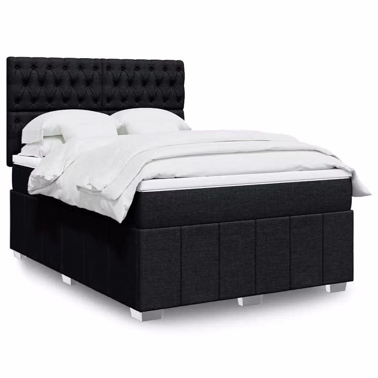 vidaXL Letto Ibrido con Materasso a Molle Insacchettate Nero e Bianco L/P/H: 140 x 200 x 76,7 cm