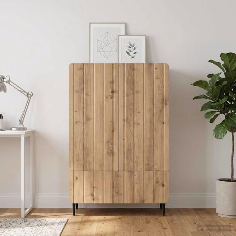 vidaXL Credenza Moderna in Legno e Metallo Marrone L: 66 cm, P: 34,5 cm, H: 97 cm