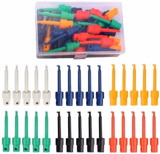 30 pezzi di accessori (ganci e clip) per multimetri, per il collaudo di componenti elettronici