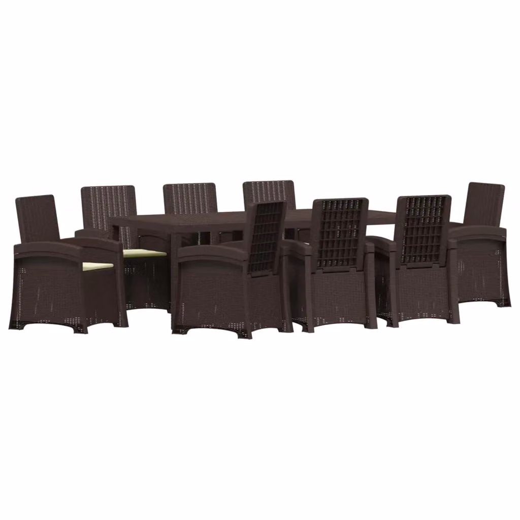 Set da pranzo da giardino moderno vidaXL in polyrattan marrone e beige per 9 persone – 2