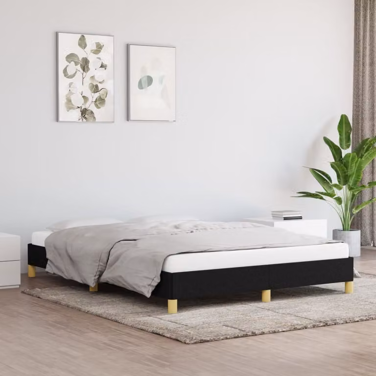 The Living Store Struttura letto nera 140x190 cm in tessuto
