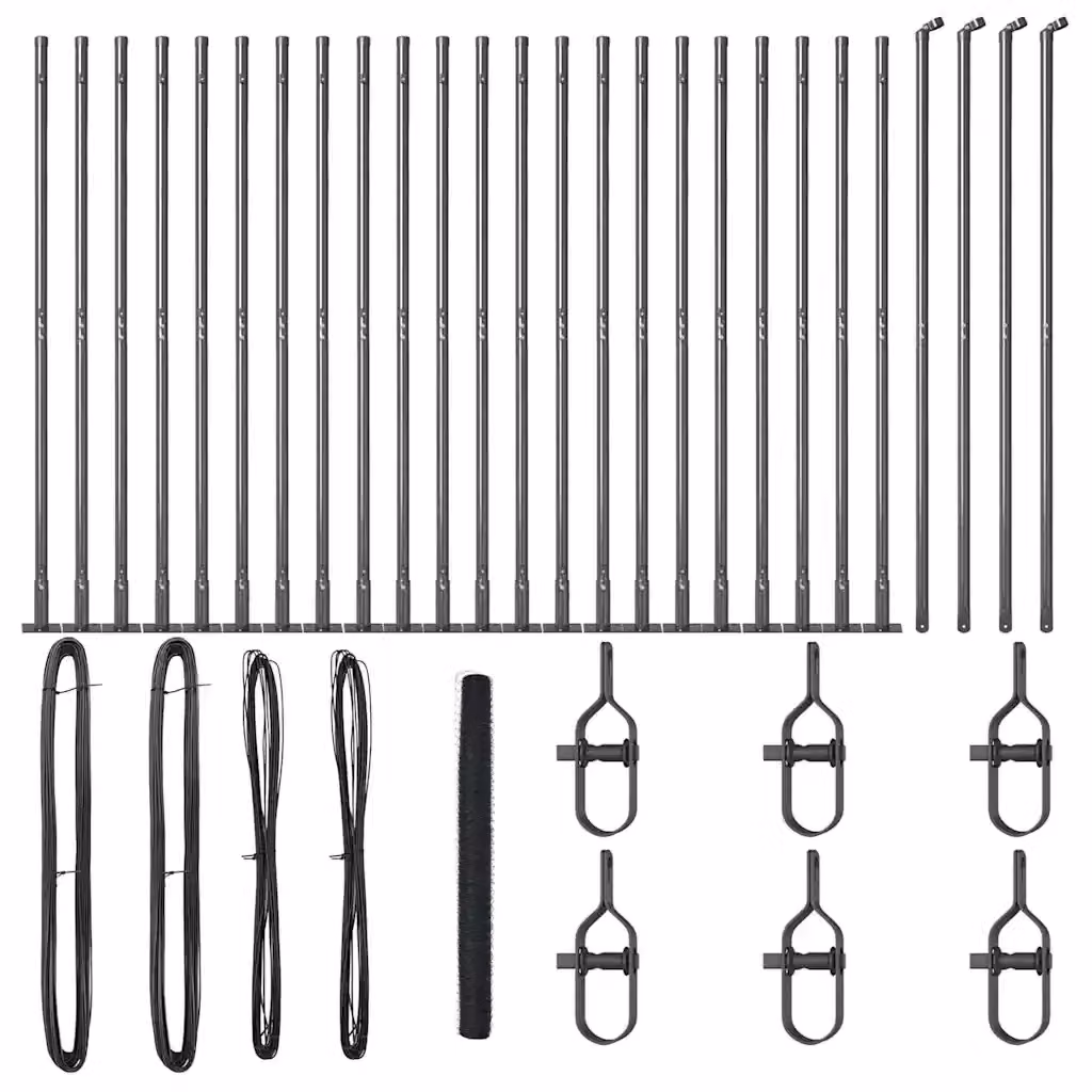 Recinzione esagonale vidaXL con base in cemento e rete in acciaio rivestita in PVC, Grigio, L: 1,6 m, H: 0,5 m – 2