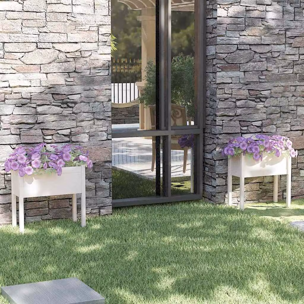 Set di 2 fioriere da giardino vidaXL in legno di pino bianche, L/P/H: 31 x 70 x 70 cm
