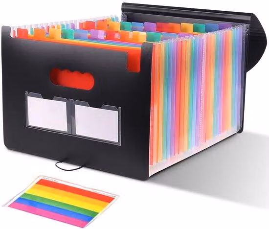 Grande valigetta per documenti in formato A4, 24 scomparti, sistema di smistamento, tasca organizer colorata, organizzazione dell'ufficio, ampio sistema di scomparti