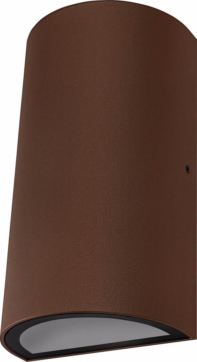 ENDURA, applique da esterno a parete, finitura ruggine, 12 W, 700 lm, 3000 K, angolo di illuminazione di 100°, durata di 30.000 ore, grado di protezione IP54, corpo in alluminio, diffusore in vetro, altezza 160 mm